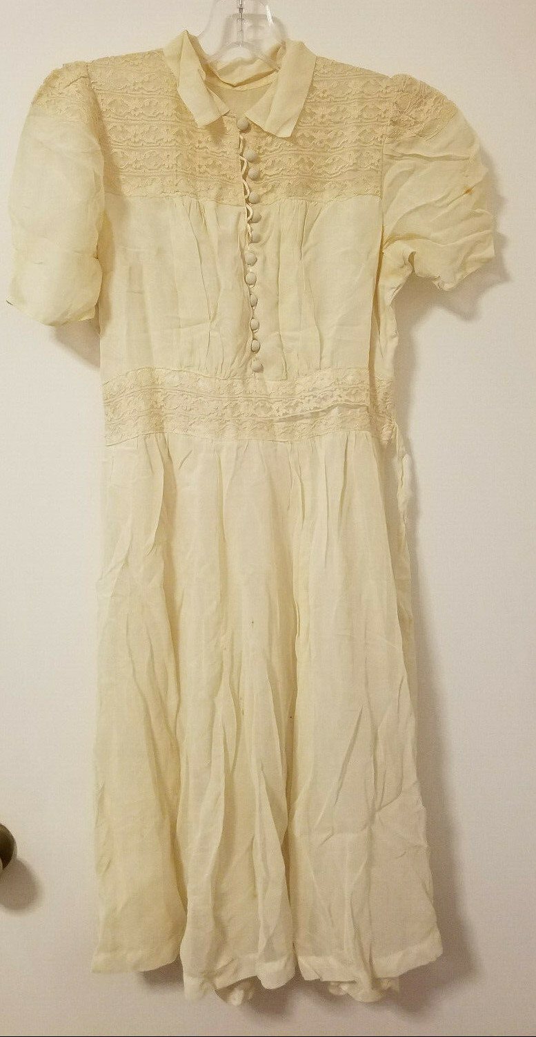 1920s Gatsby Lace Vintage Cream / Ivory Lace Tailored DRESS Classic