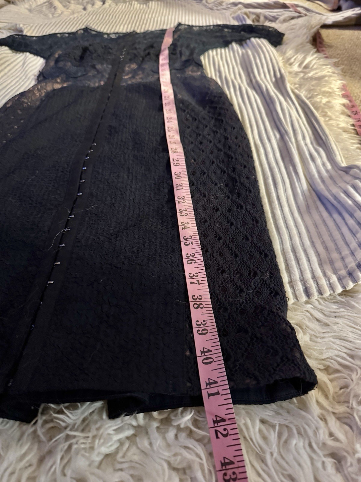 Vtg Byron Lars Navy Blue Stretch Lace Nude Illusion Wiggle Dress Pencil S M