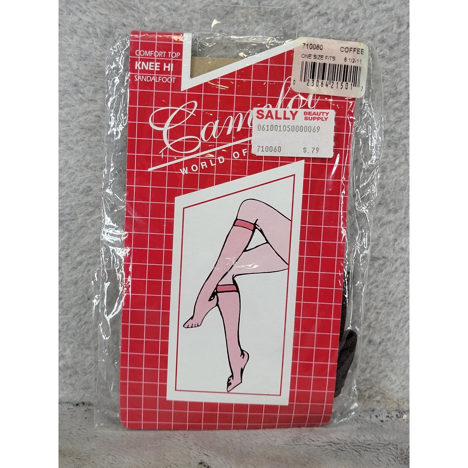Vintage Camelot Knee Hi Stockings Coffee Brown One Size Sandalfoot 710060