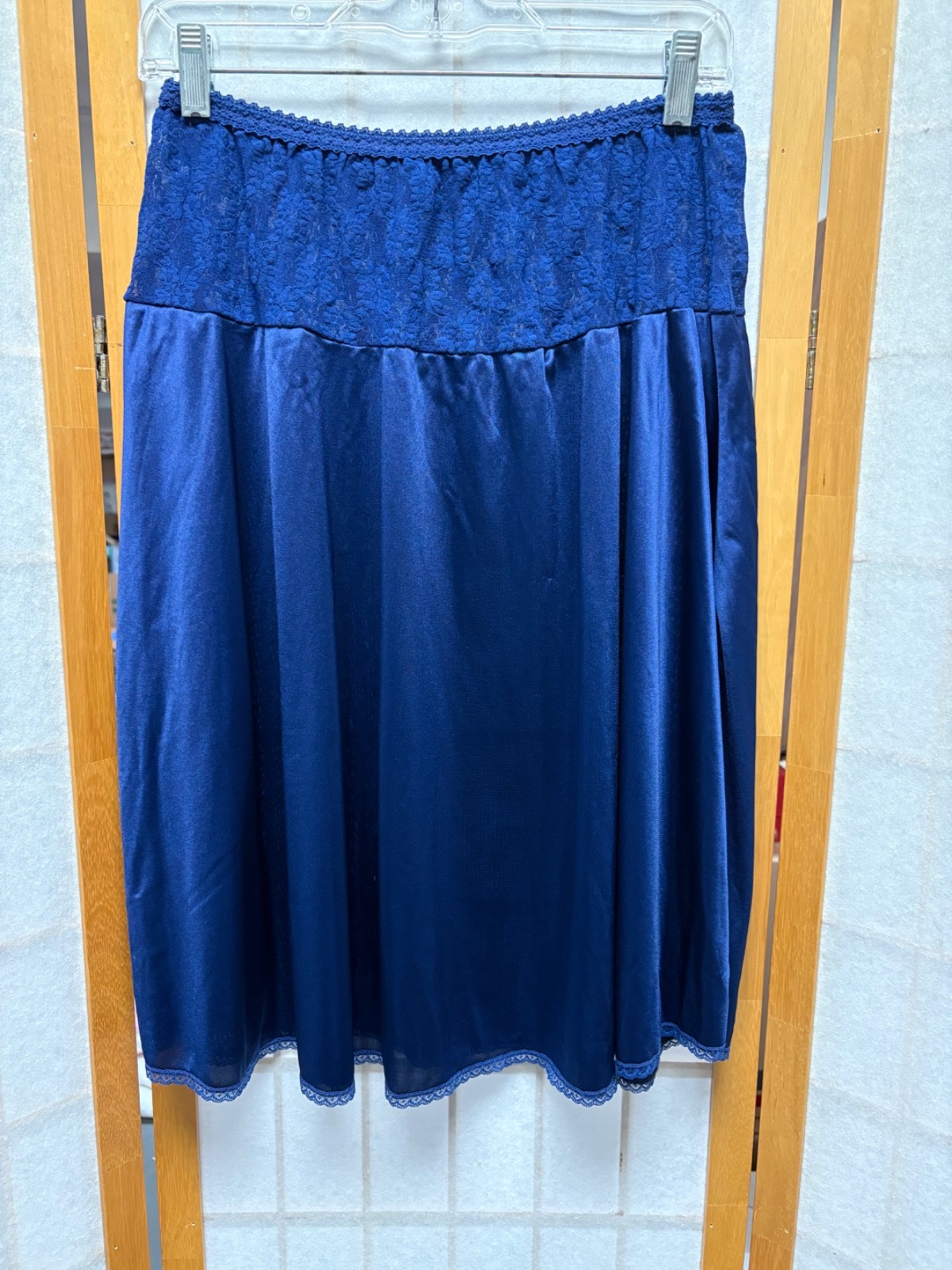 Bestform Half Slip 2X BLUE Lace Antron III Nylon Lingerie Vintage