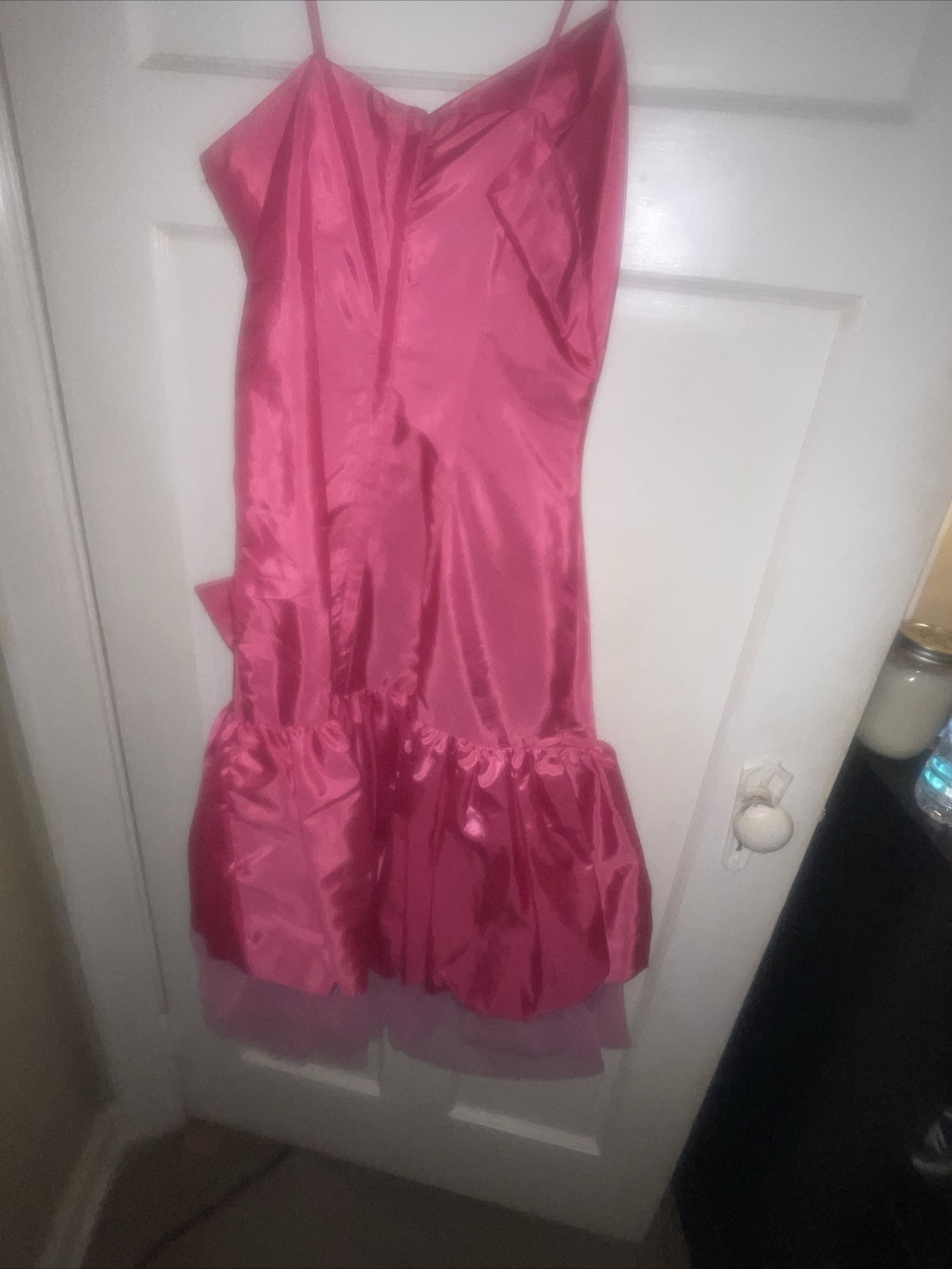 Vtg Spaghetti Strap RUFFLED MINI Pink PROM Dress FLIRTATIONS ALFRED ANGELO 3/4