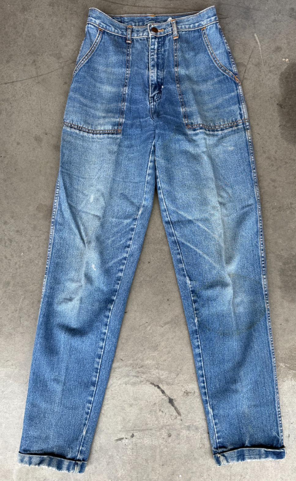 VTG 70&rsquo;s 80&rsquo;s Womens Sz 9 (26×32) BRITTANIA Jeans Utility Pants Cuffed Blue