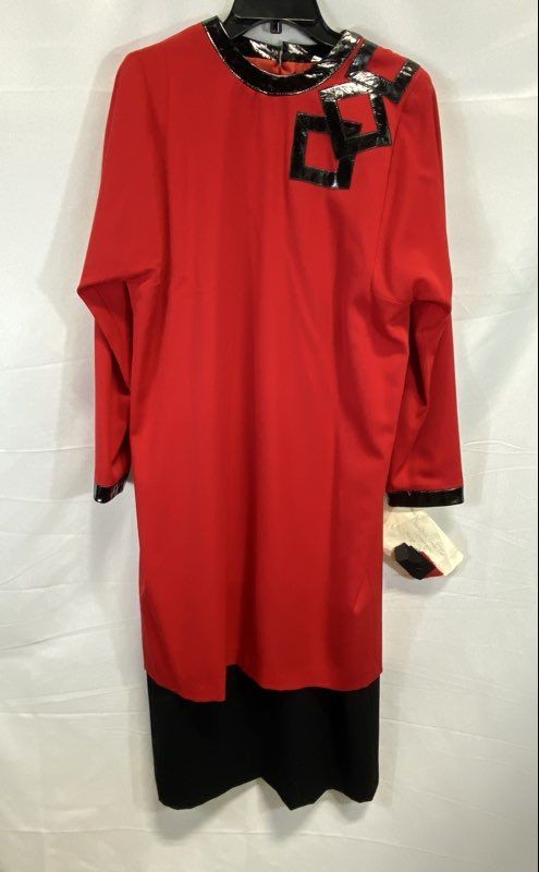 Pamela Swift Limited Women&rsquo;s Red Black Vintage 80s Wool Tunic Dress Sz 12