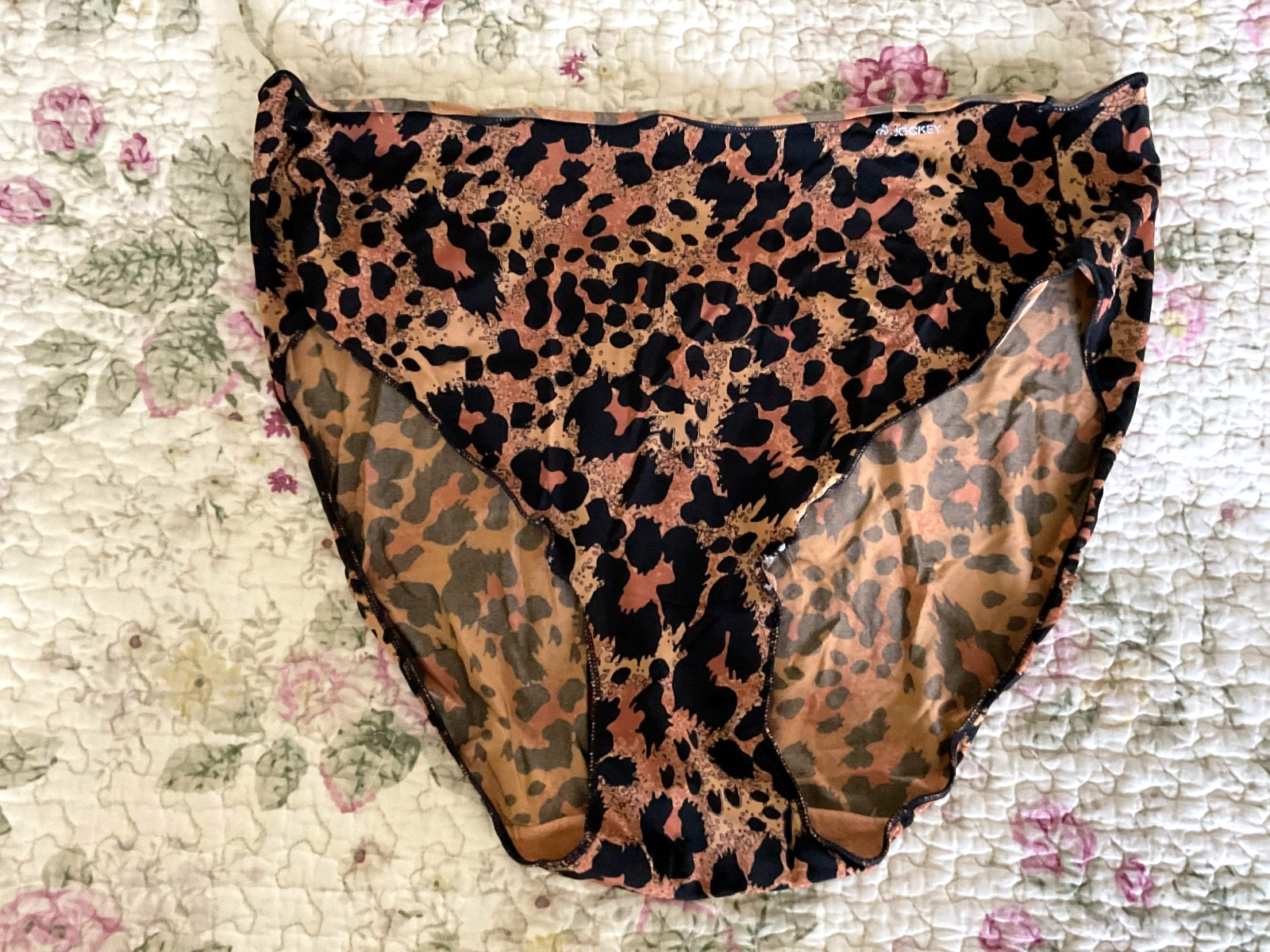 Vtg. Panties Second Skin Stretch Satin Nylon Bikini High Cut Leg Panty Size L-XL