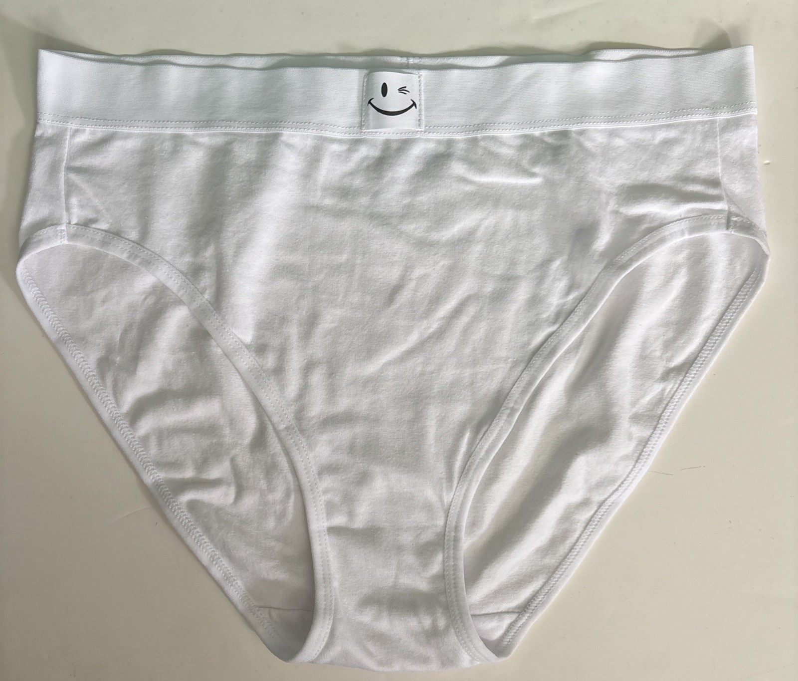 Joe Boxer Bikini Panties White Smiley Face Logo Band Kmart Large