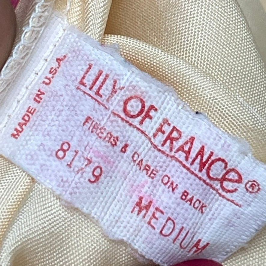 Lily of France Vintage Nightgown Womens M Yellow Satin Lace Grandmacore