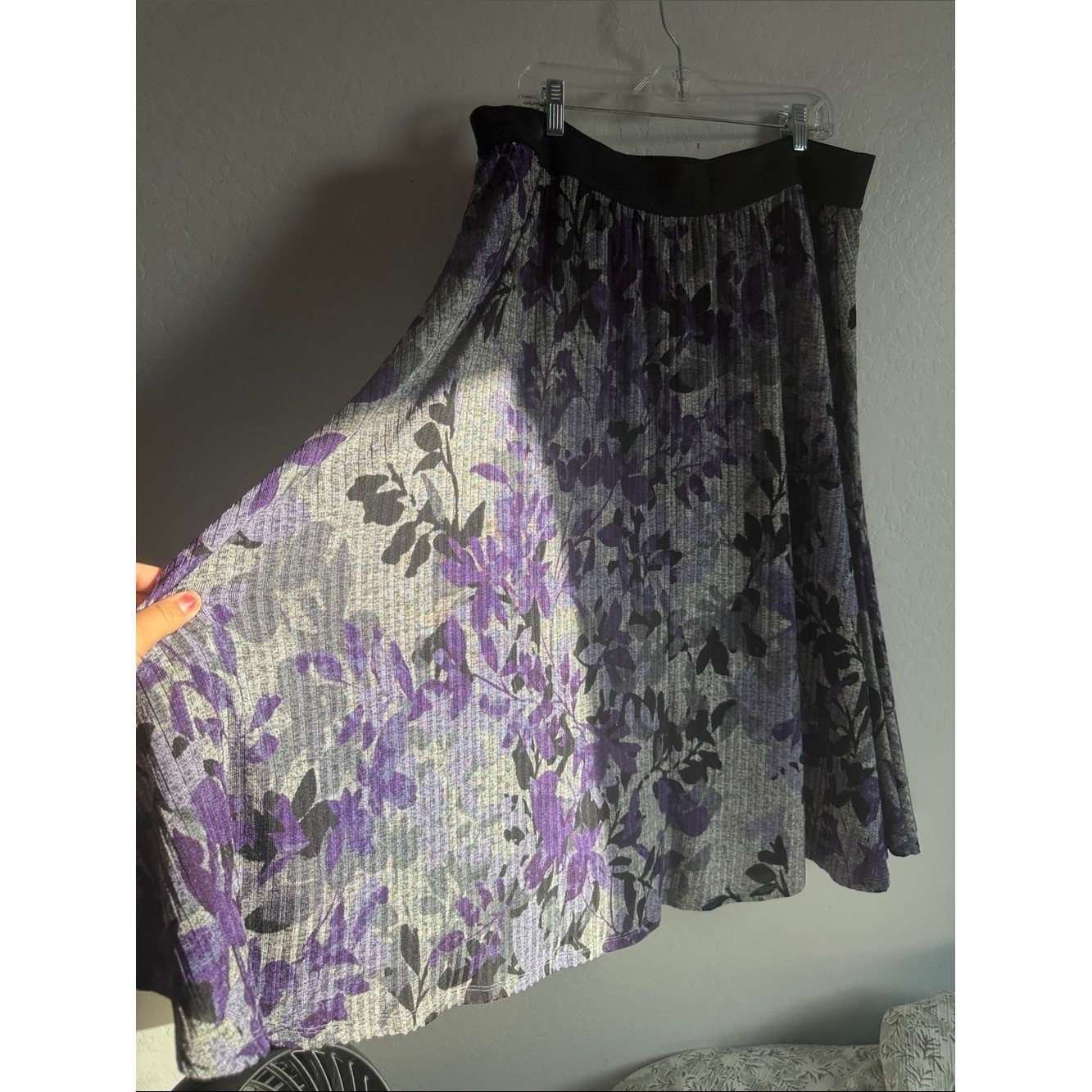 Purple plus size 3X asymmetrical stretchy floral grunge romantic goth mystic