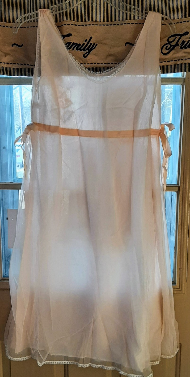 Vintage 2pc Set Double Layer Peach Seamprufe Nightgown & Robe size 32