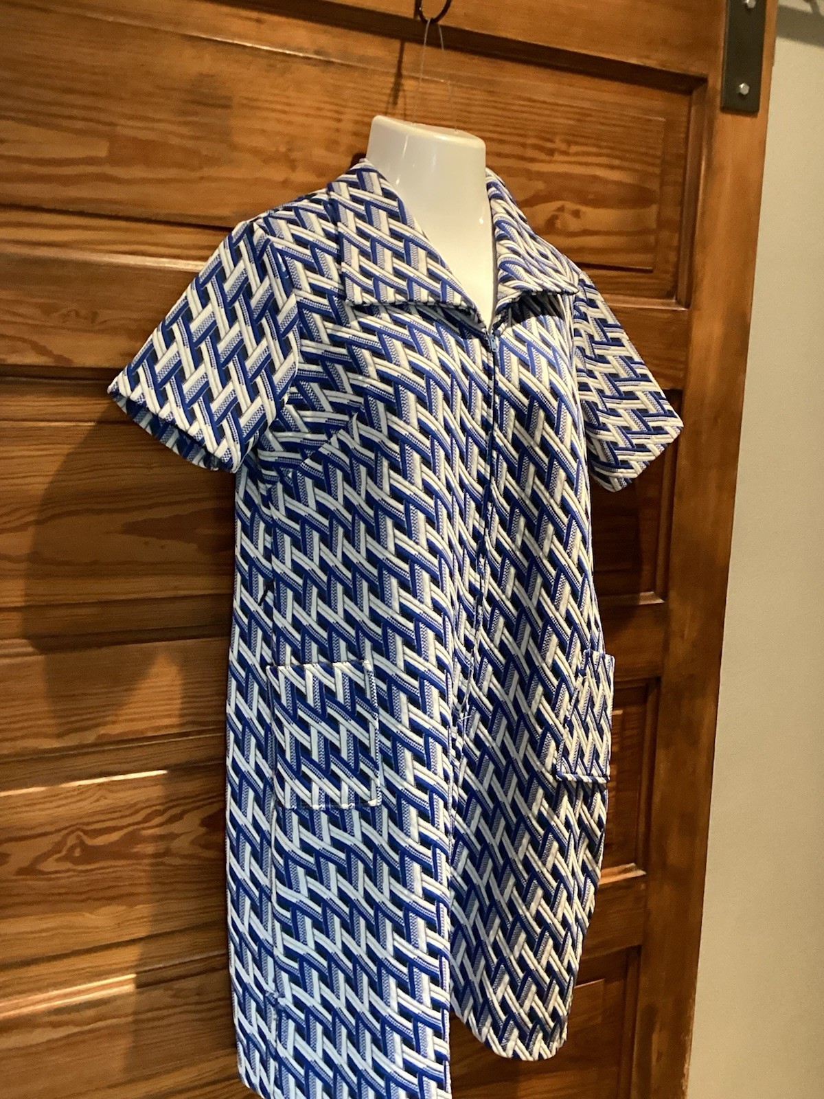 VGT Blue Geometric Polyester Mini Dress 22 1/2 Mod Rockabilly XXL