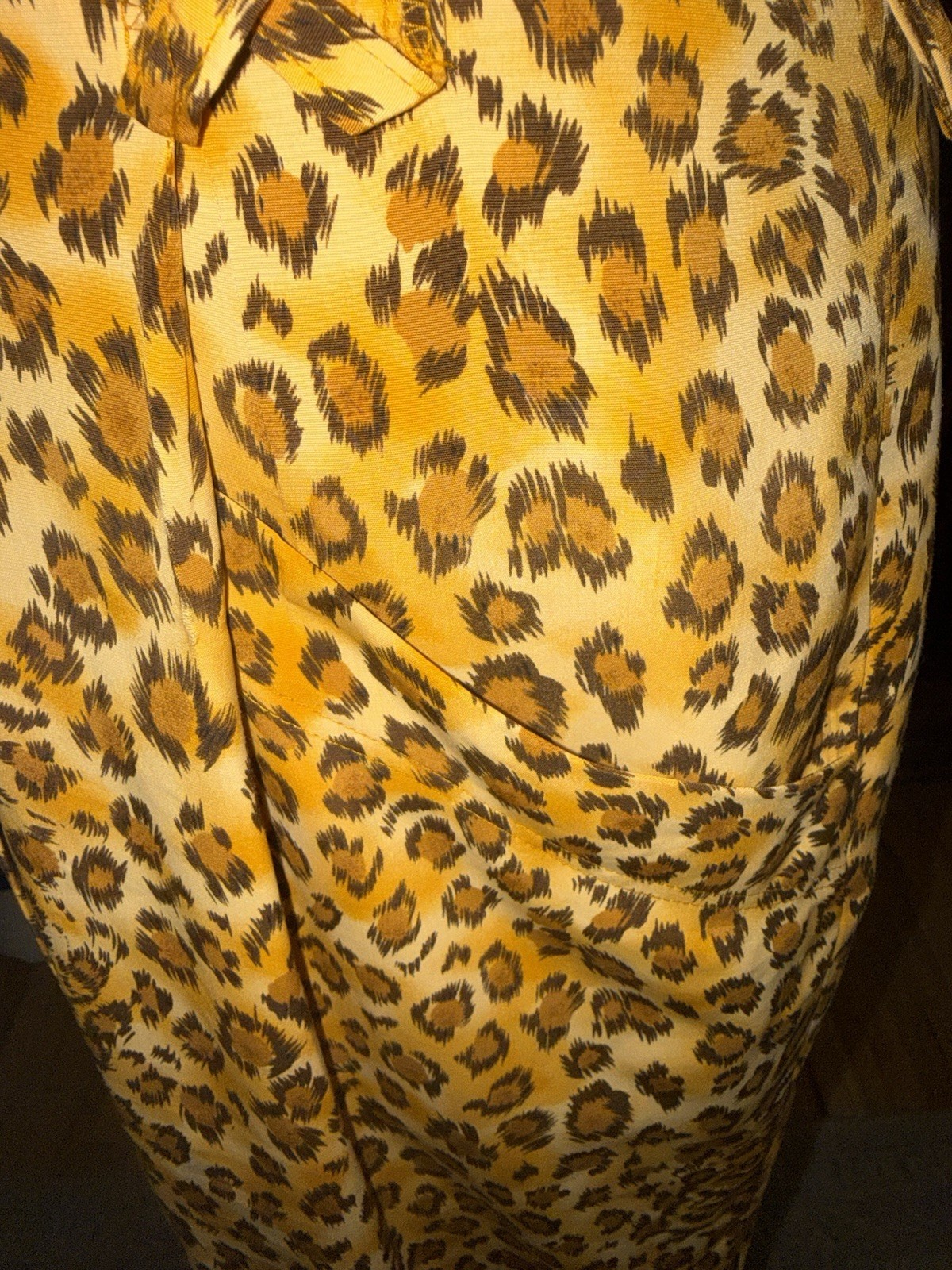 1980’s Cheetah Leopard Print Maxi Dress Padded Shoulders