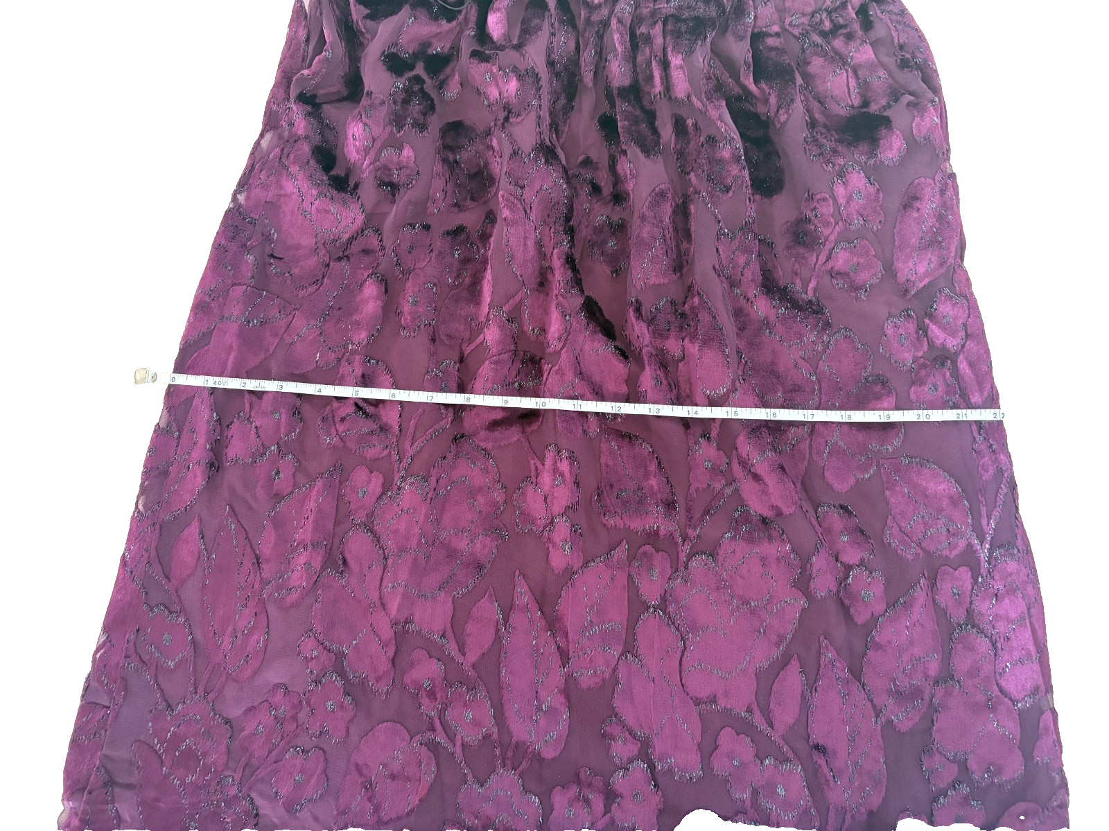 VTG 1977 Oscar de la Renta Burgundy Devoré Tassel Blouse & Skirt Set