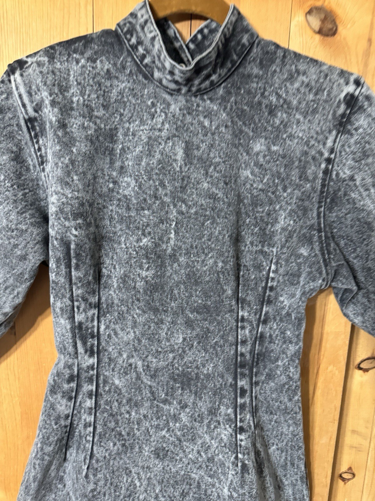 80&rsquo;s VTG Paris Blues Stonewashed Black Acid Wash Bodycon Dress Juniors 7 XS/S