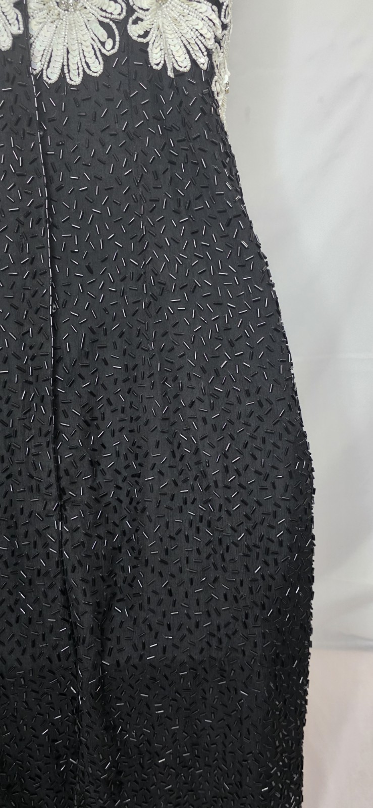 VTG Frank Usher Heavy Beaded & Sequinned 100% Silk Dress Size S 80s 90s Floral