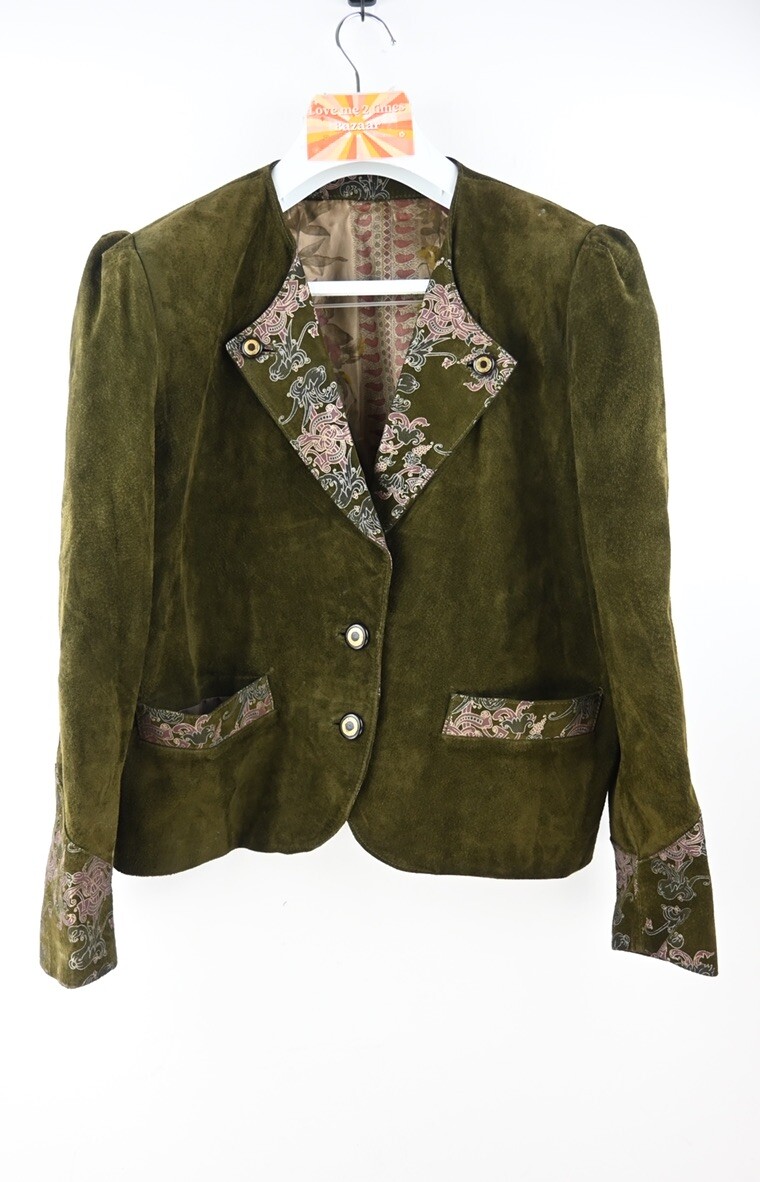 Vintage Duipèl suede leather jacket in olive size EU46/UK16