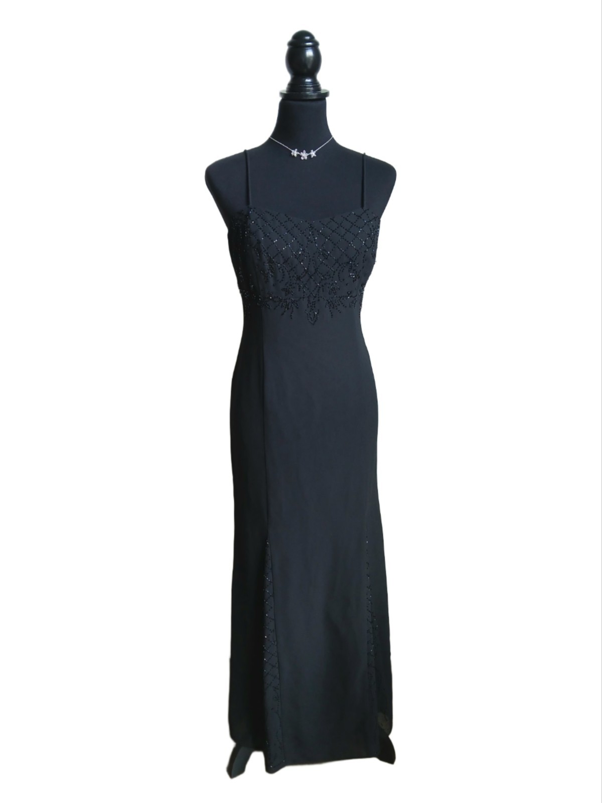 Pretty Vintage Karen Miller Black Beaded Long Dress Whimsigoth Women&rsquo;s Size 6 P