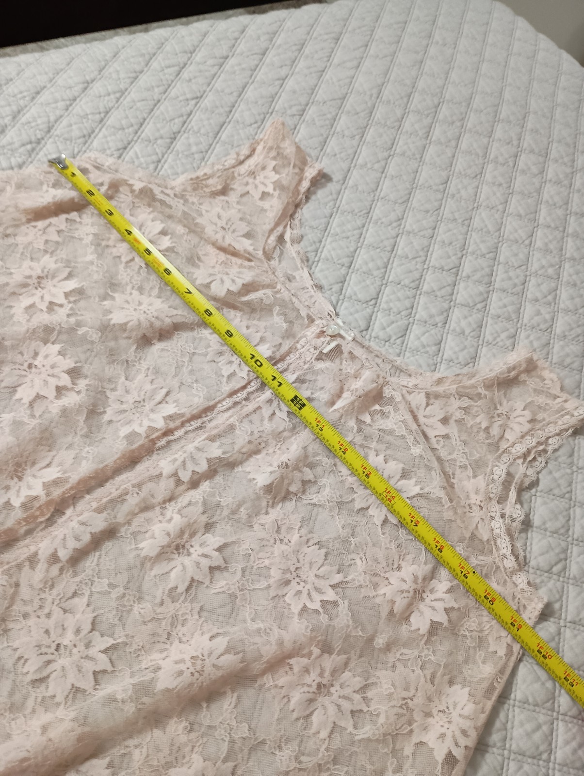 Blanche Vtg Beige Sz L Nylon Solid Lace Negligee Sleeveless Robe Kimino