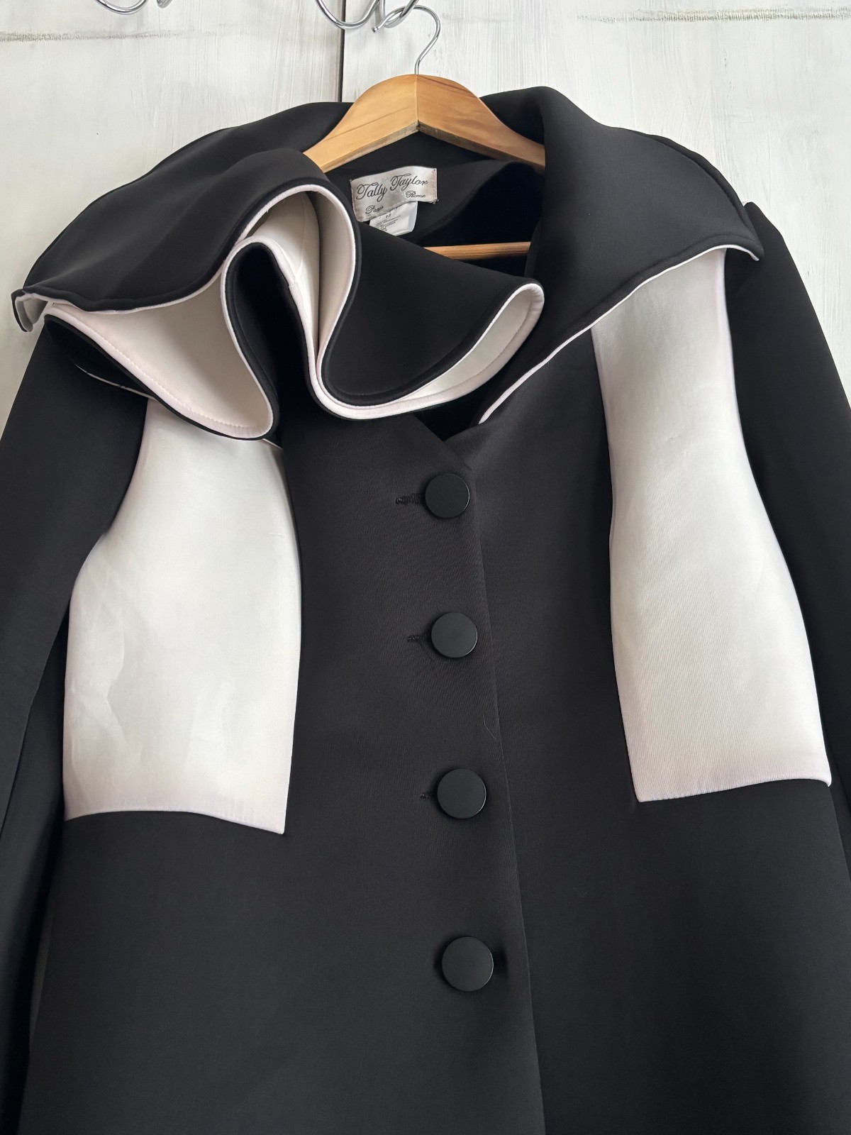NWT Vintage 1980s Tally Taylor Avant Garde Scuba Blazer Jacket Black White 12