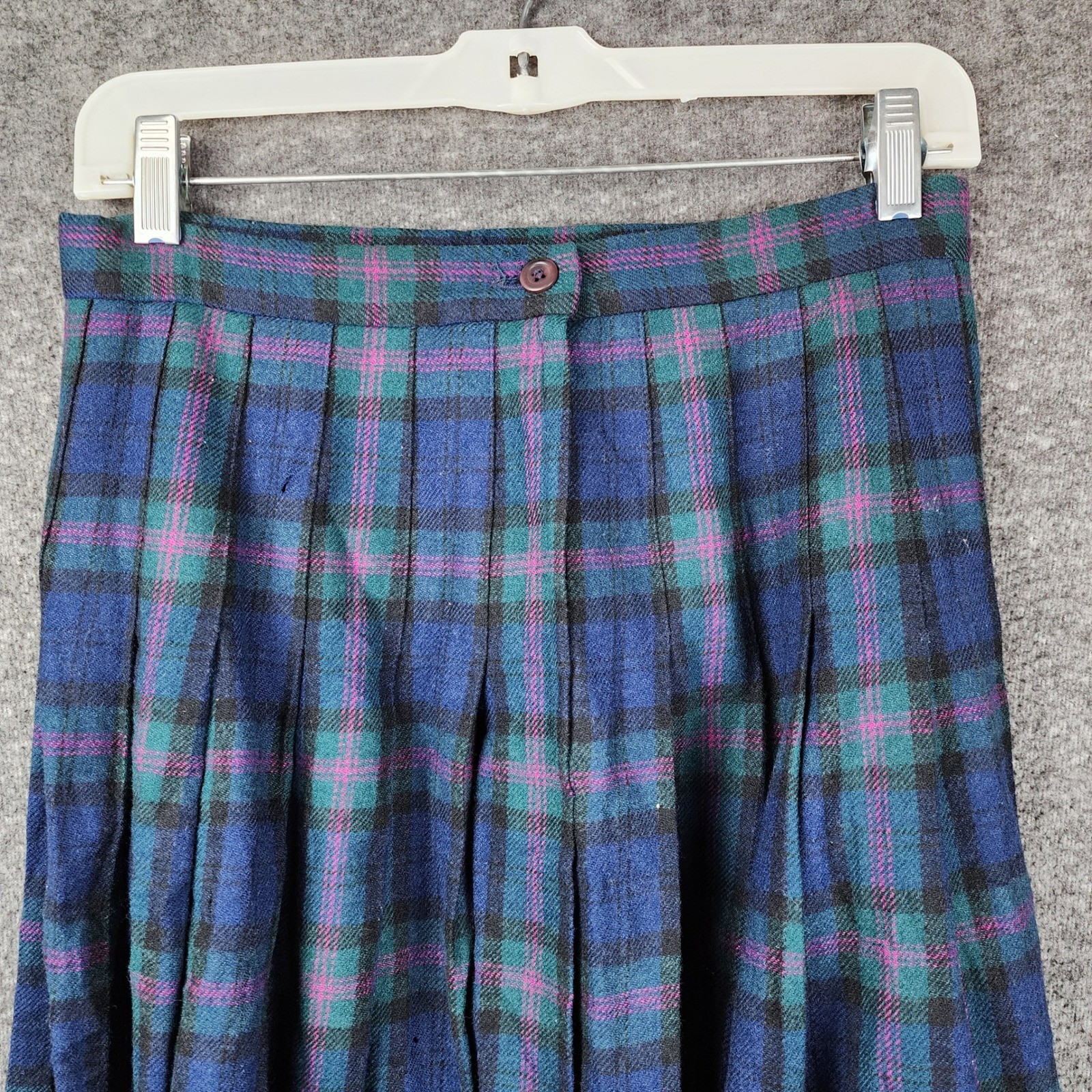 Pendleton Pleated Maxi Skirt Women 10 Blue Green Bailey Tartan Wool Vintage