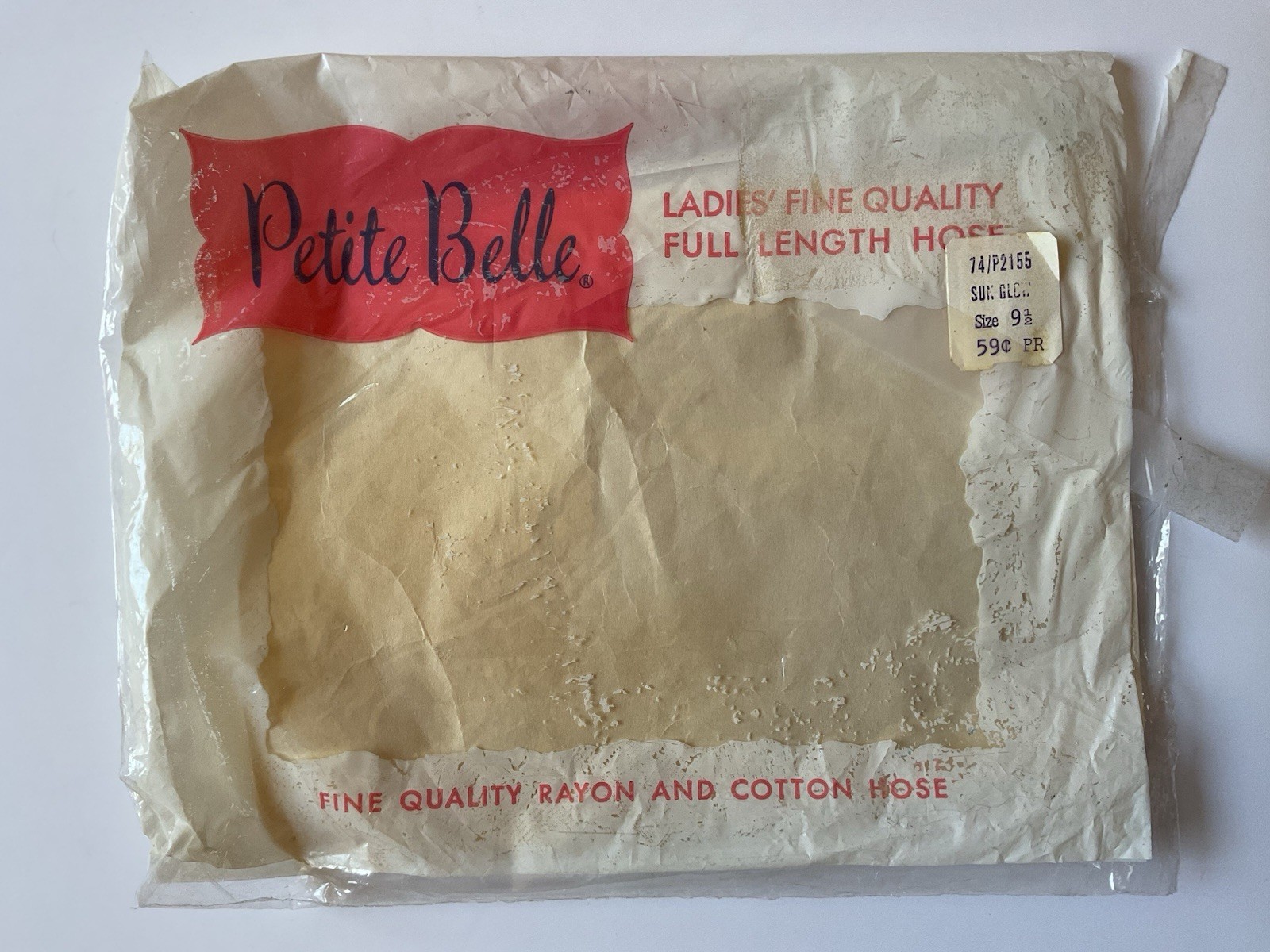 Vintage Petite Belle Rayon Seamless Stockings Sz 9 1/2 Length 31”