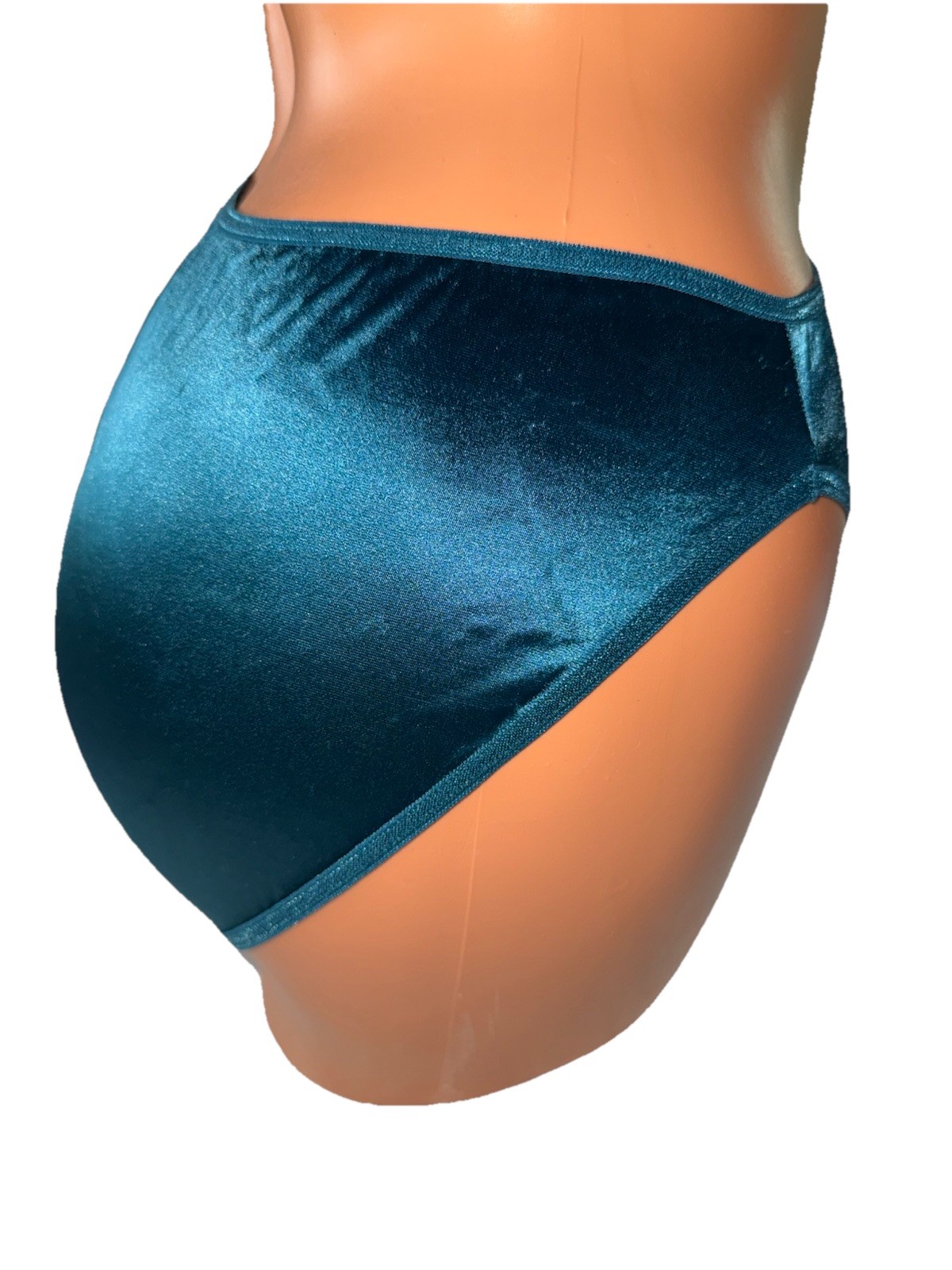 Vtg Vanity Fair Panties Second Satin High Cut Brief Pretty Peacock Blue Teal 6 M