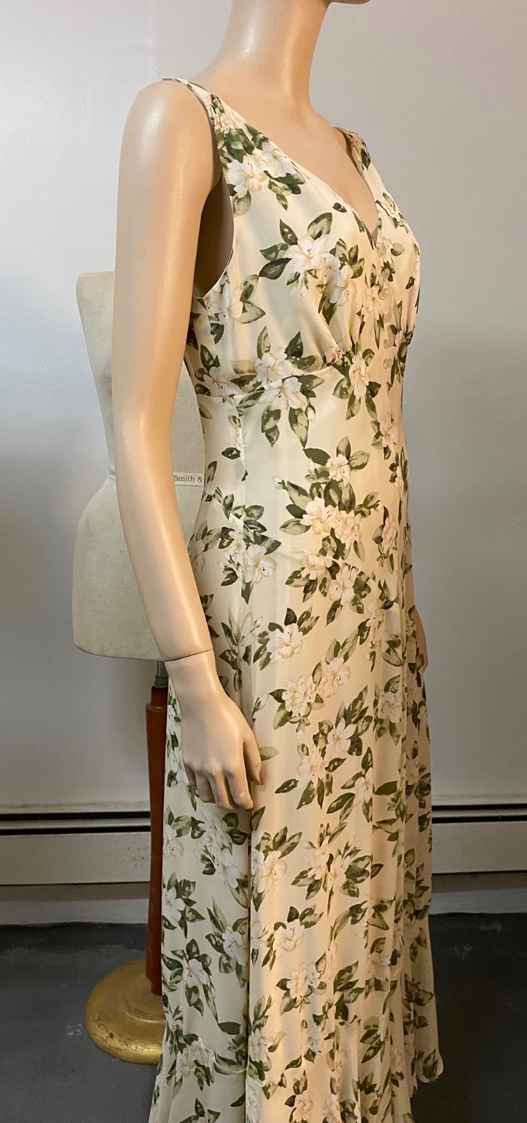 Vintage J Peterman 1930s Style Lady Day Silk Georgette Dress Size 10 Bust 38