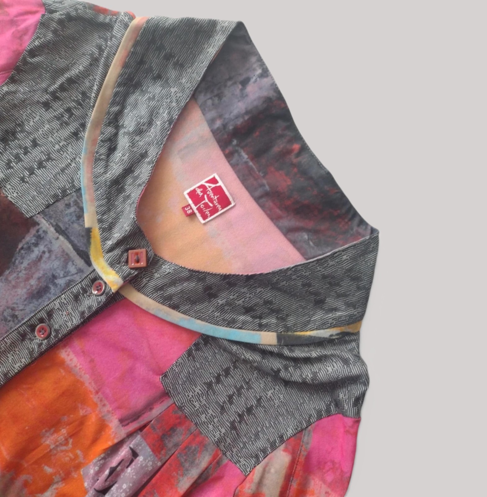 Vintage Adventures des Toiles Artwear Blouse Jacket Abstract Print Painted 38 M