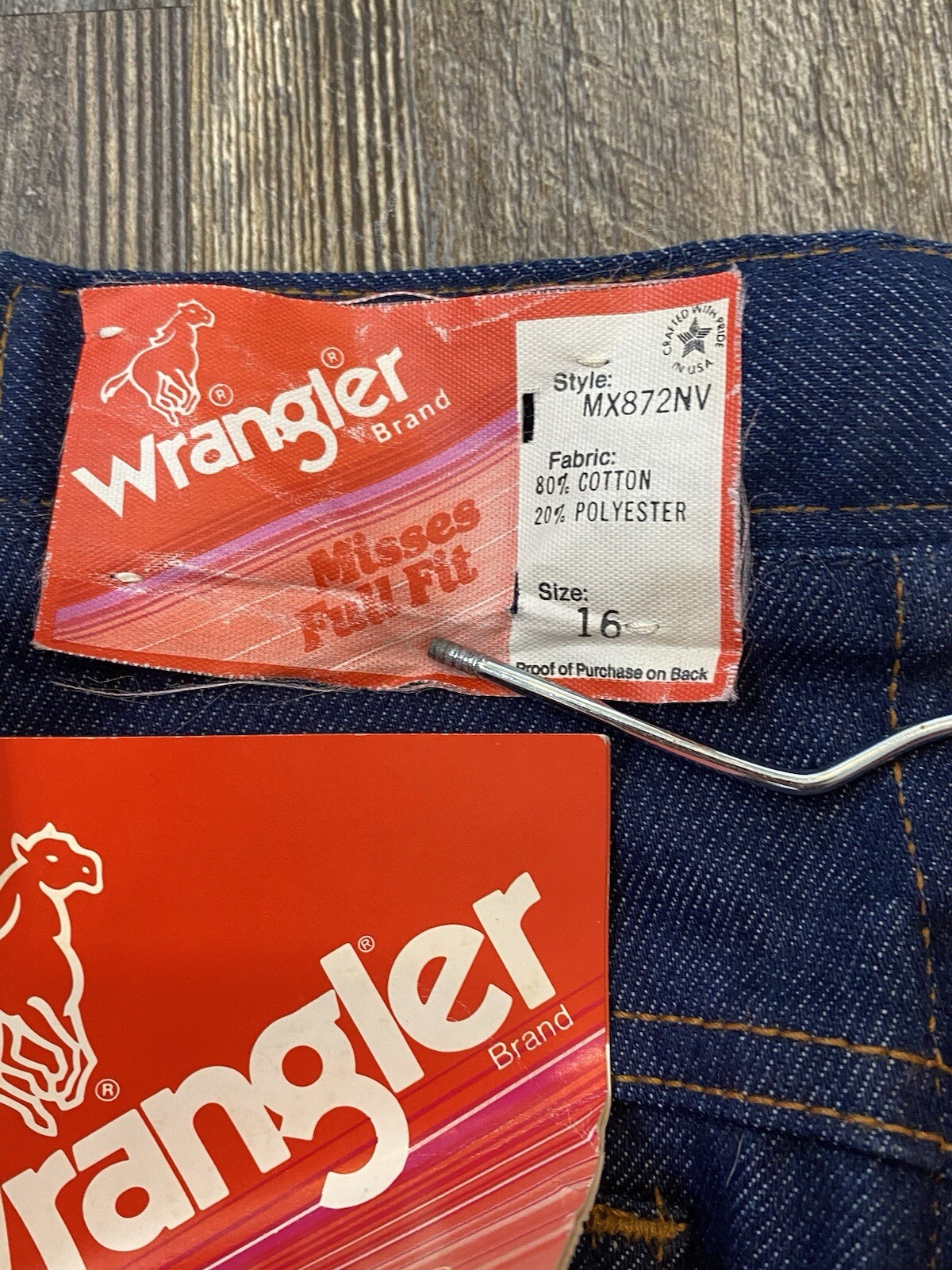 TRUE Vintage WRANGLER NWT Stretch Denim Jeans 80s Talon Streetwear Full Fit 16
