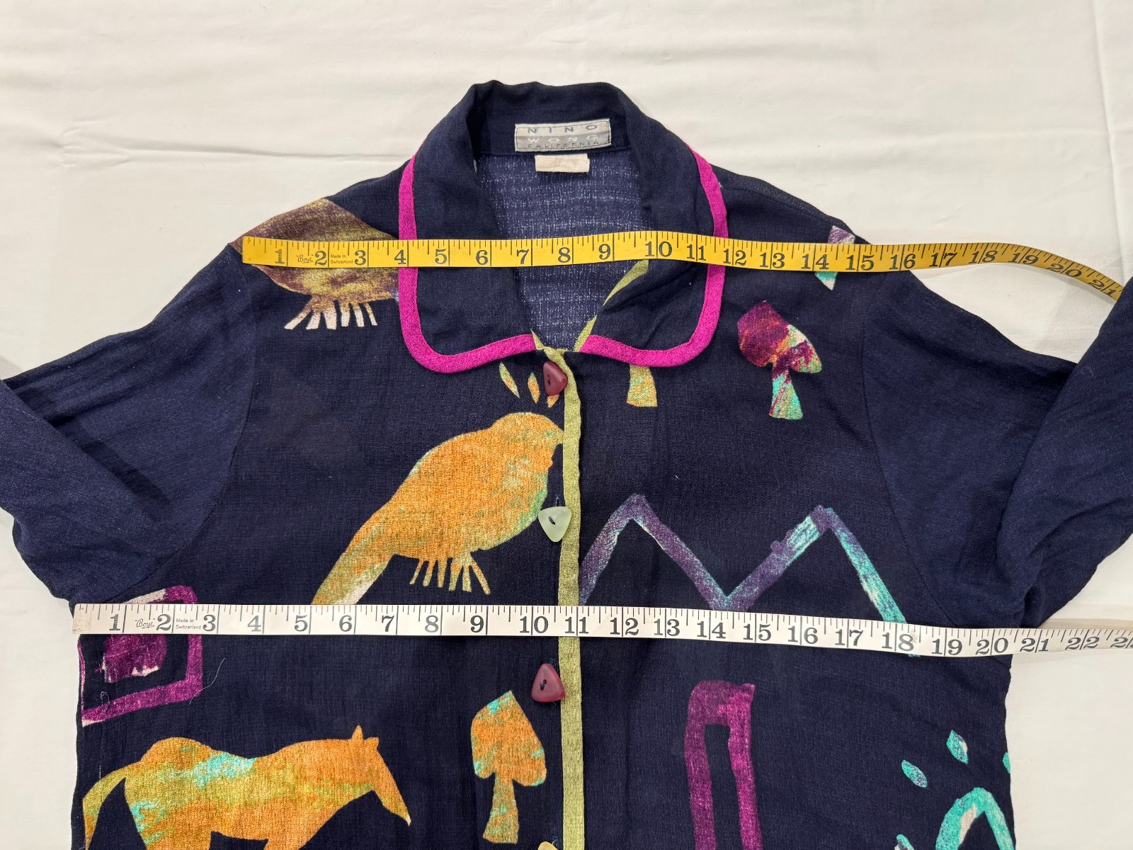 Vtg Nino Wong California Womens Sz M? Shirt Jacket Boho Art to Wear Horse Birds