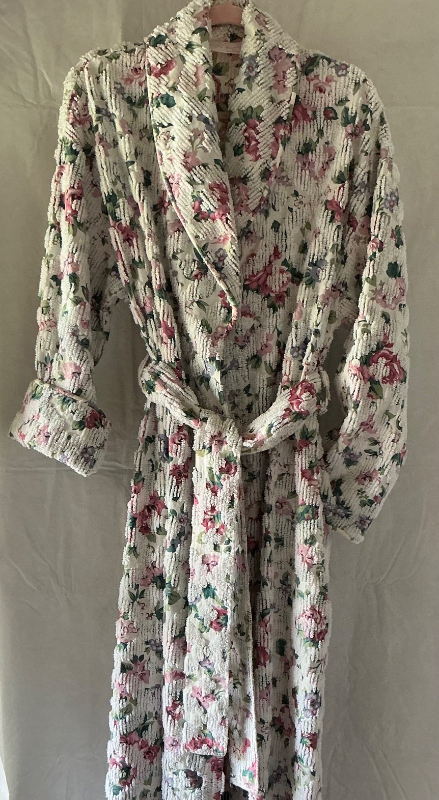 Vintage 60s Stan Herman Herbcraft Chenille Floral Belted Robe Women&rsquo;s Med/Large