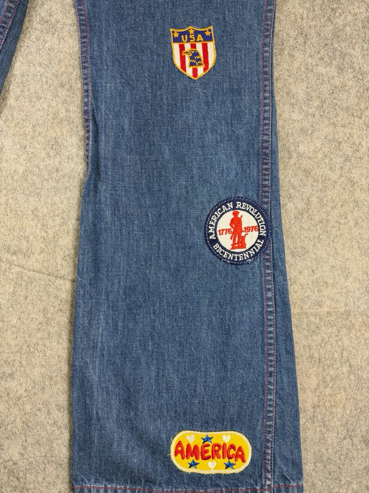 Vintage 70s Wrangler Buckle back Patchwork Jeans Rare USA Patches Size 27×30
