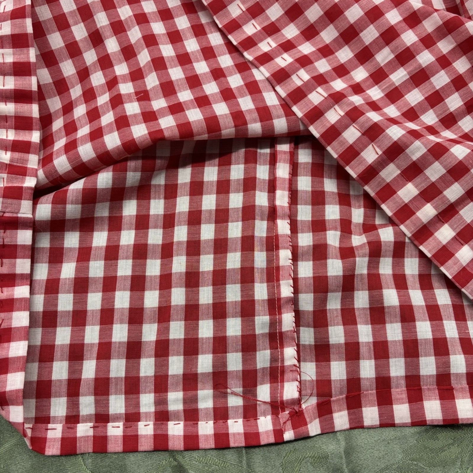 Vtg 60s Mr Mort Stan Herman Precut Originals Gingham Smocked Mini Dress Red XS S