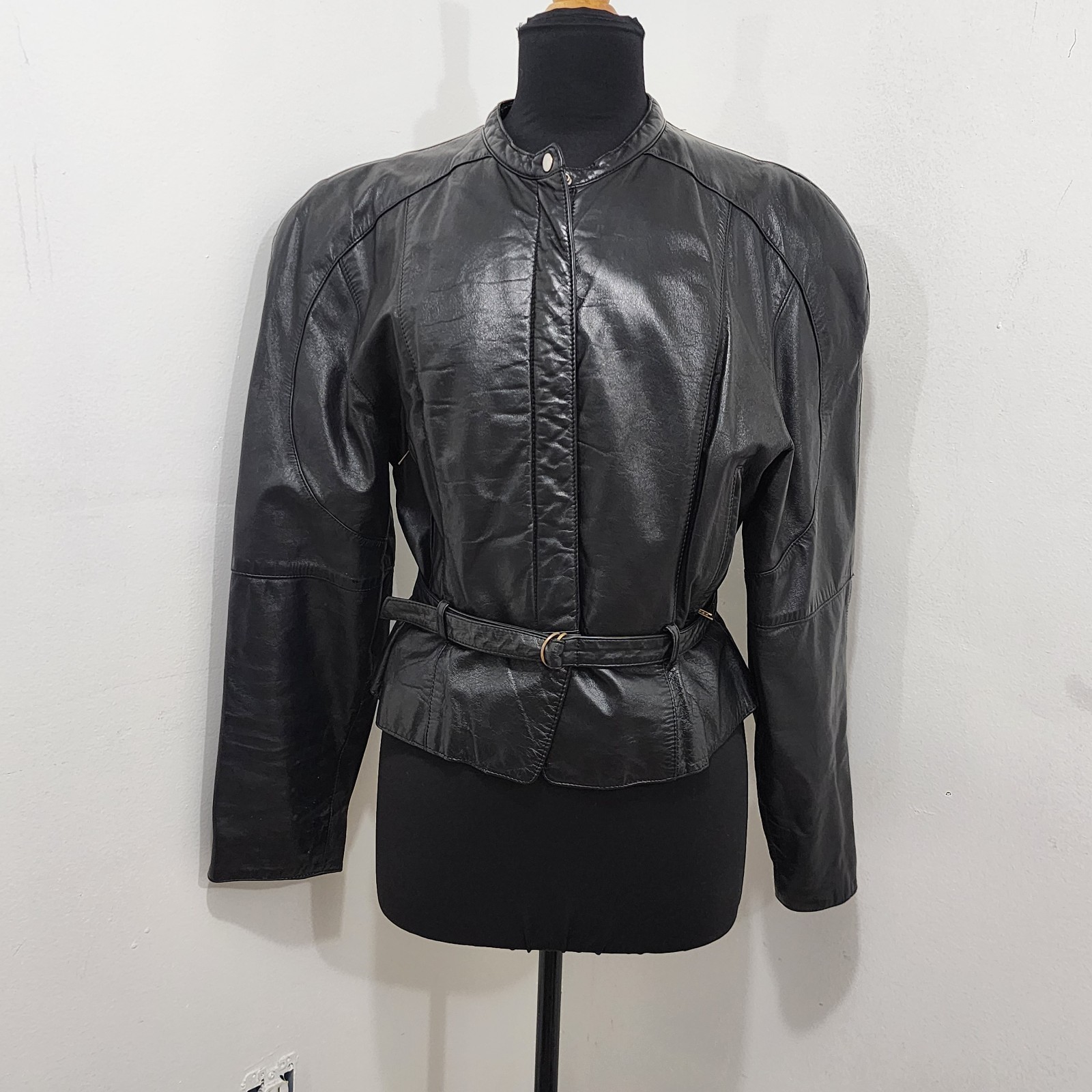 Vintage Leather Loft Cropped Leather Motorcycle Jacket Sz 15/16 Biker Punk Moto