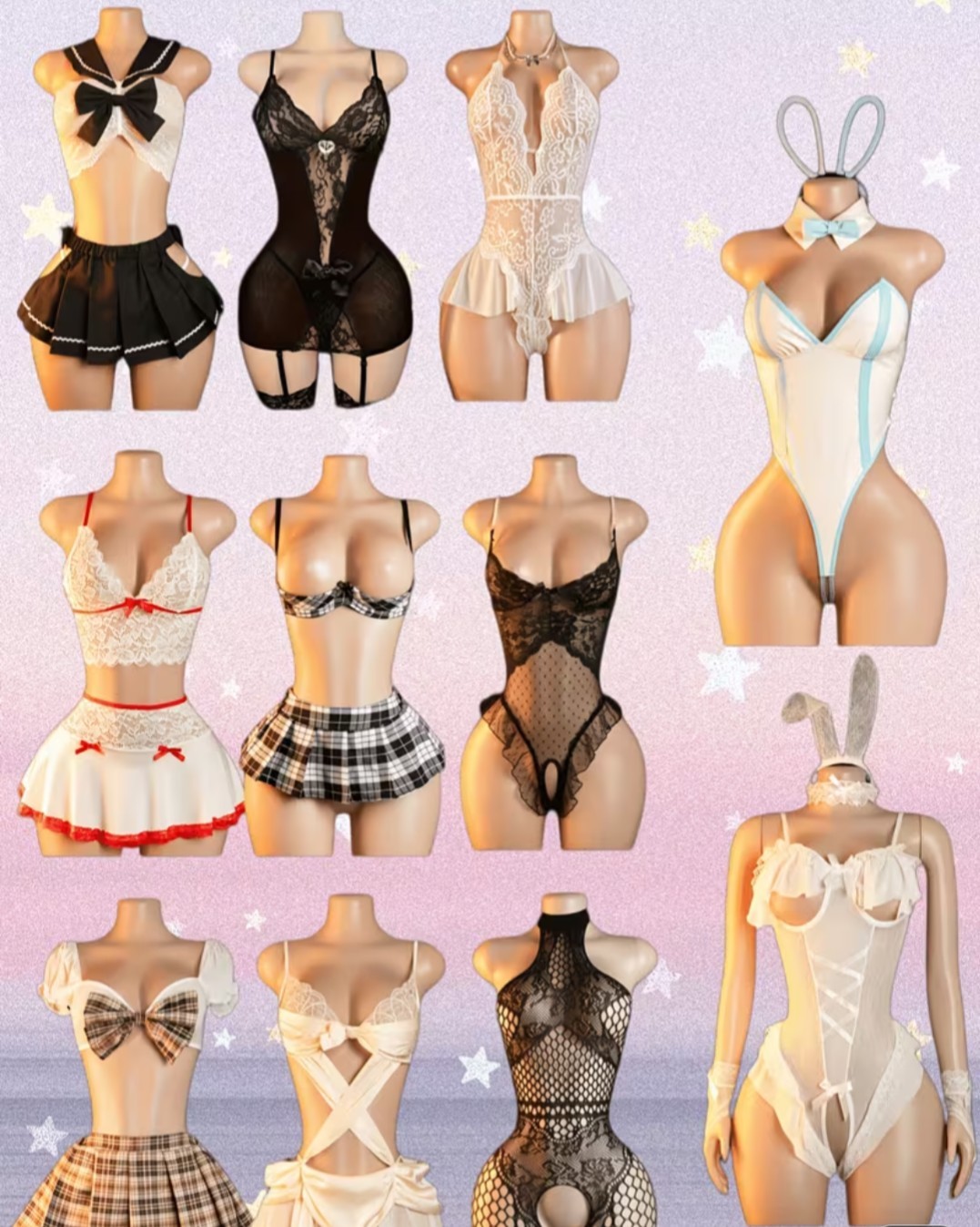 5pc Lot Lingerie Set Variety Pack. One Size Fits Most, Multi-Style