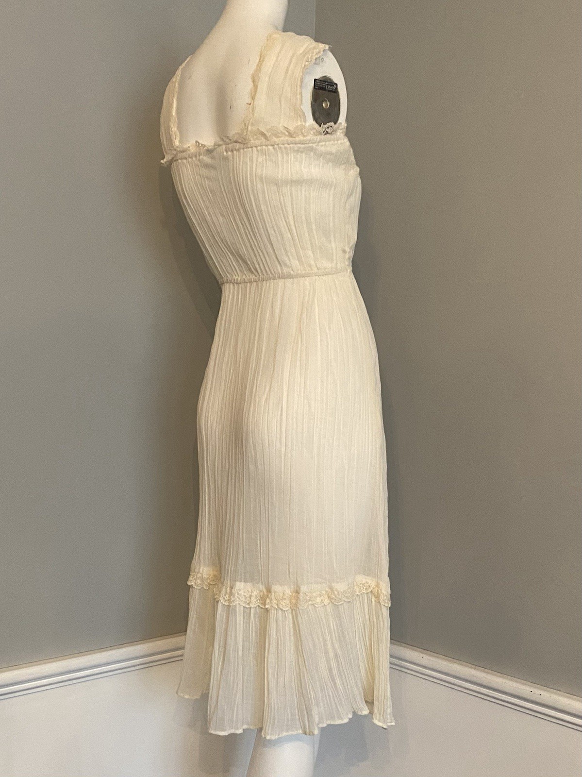 Vintage 1970s Semi Sheer Chiffon Prairie Boho Hippie Sundress California NWOT