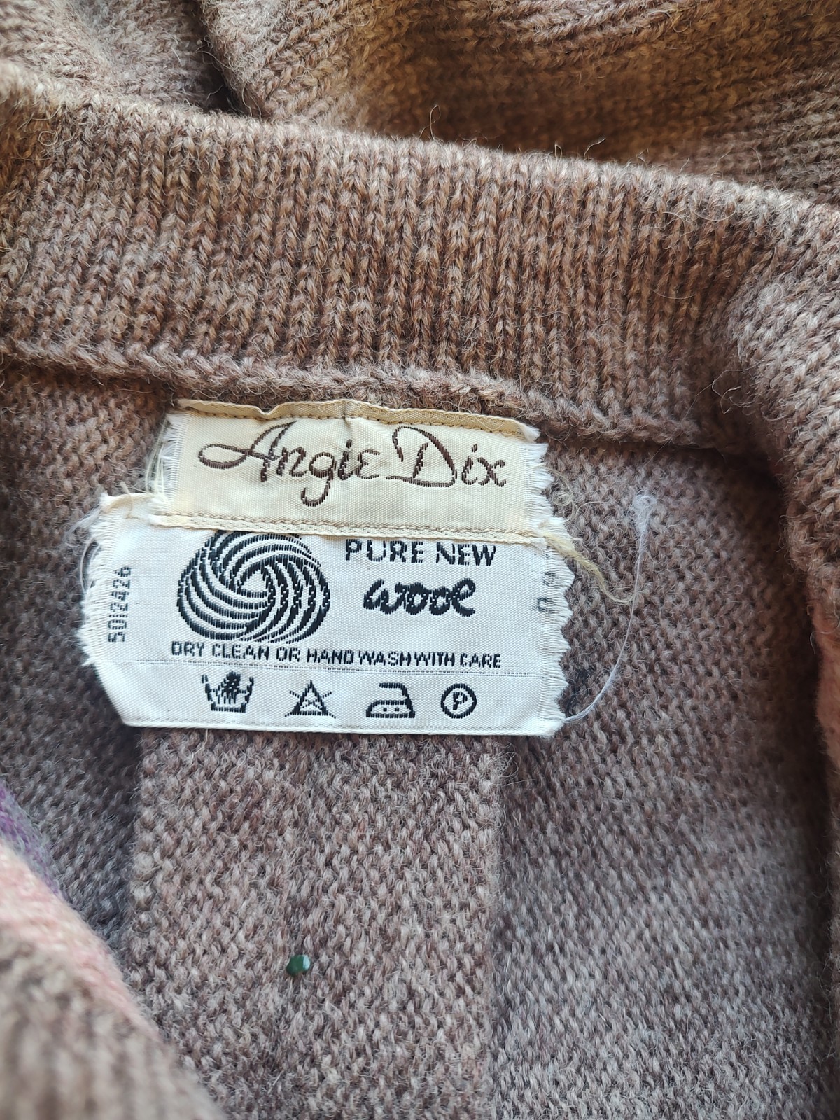 Vintage 60&rsquo;s Angie Dix Sweater Cardigan 100% New Wool Fancy Knit Rose Gray Small