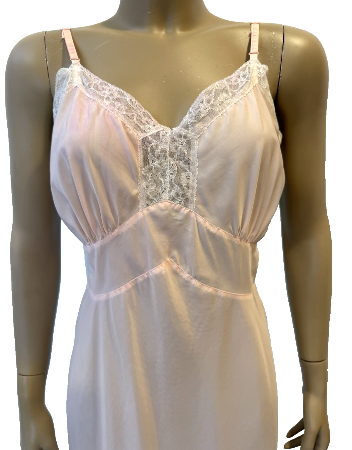 VTG Symphony Full Slip Dress Pink, Lace, Pink, Bust 36, Nylon Retro Sexy 1960&rsquo;S