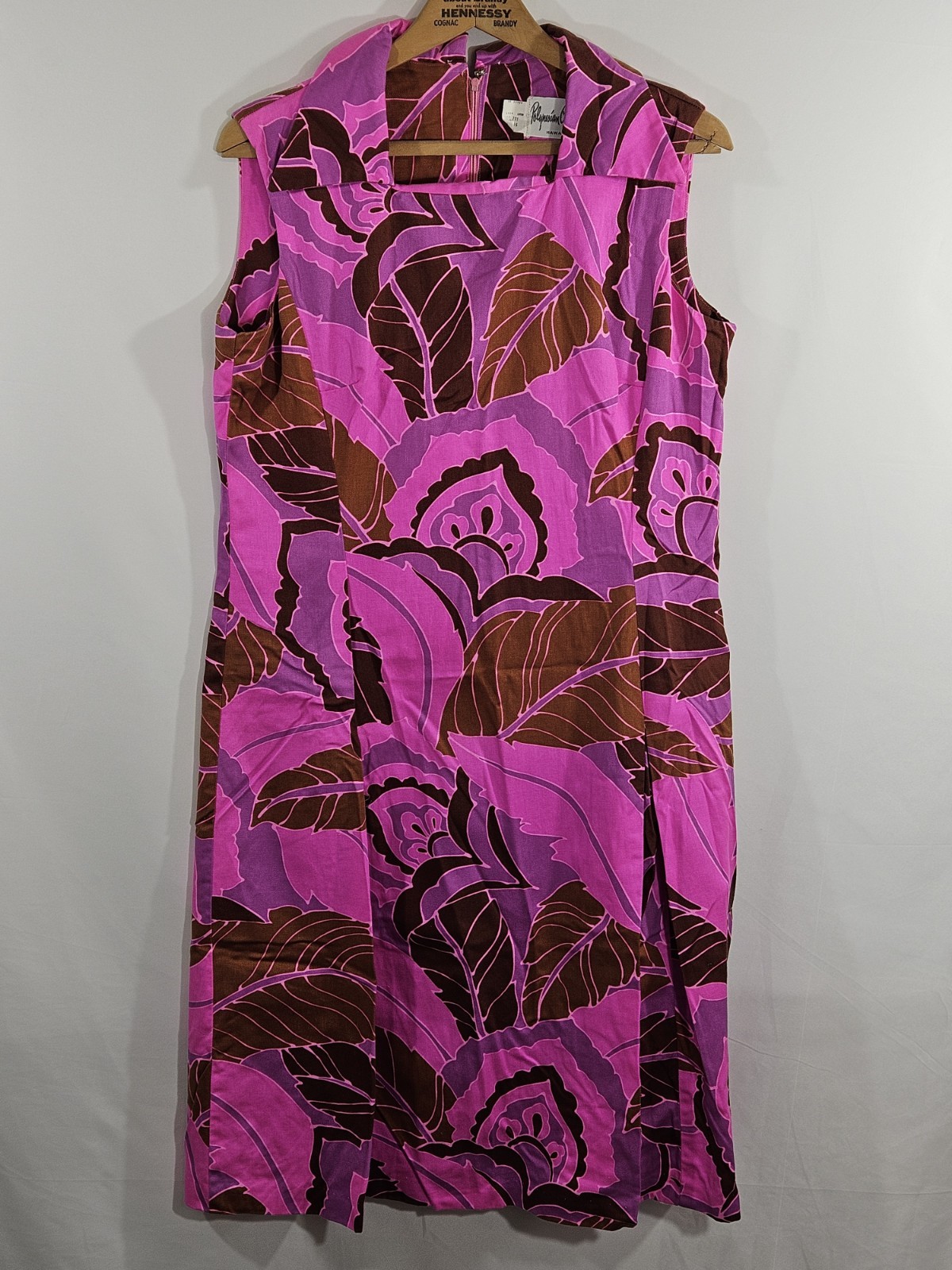 Vintage 60&rsquo;s Polynesian Casuals Hawaiian Dress Dayglow Tropical Print Collar 16