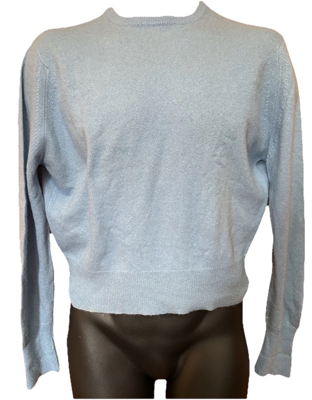 VTG 50-60s Carson’s Women’s 100% Cashmere Light Blue Crew neck Sweater XL Preppy