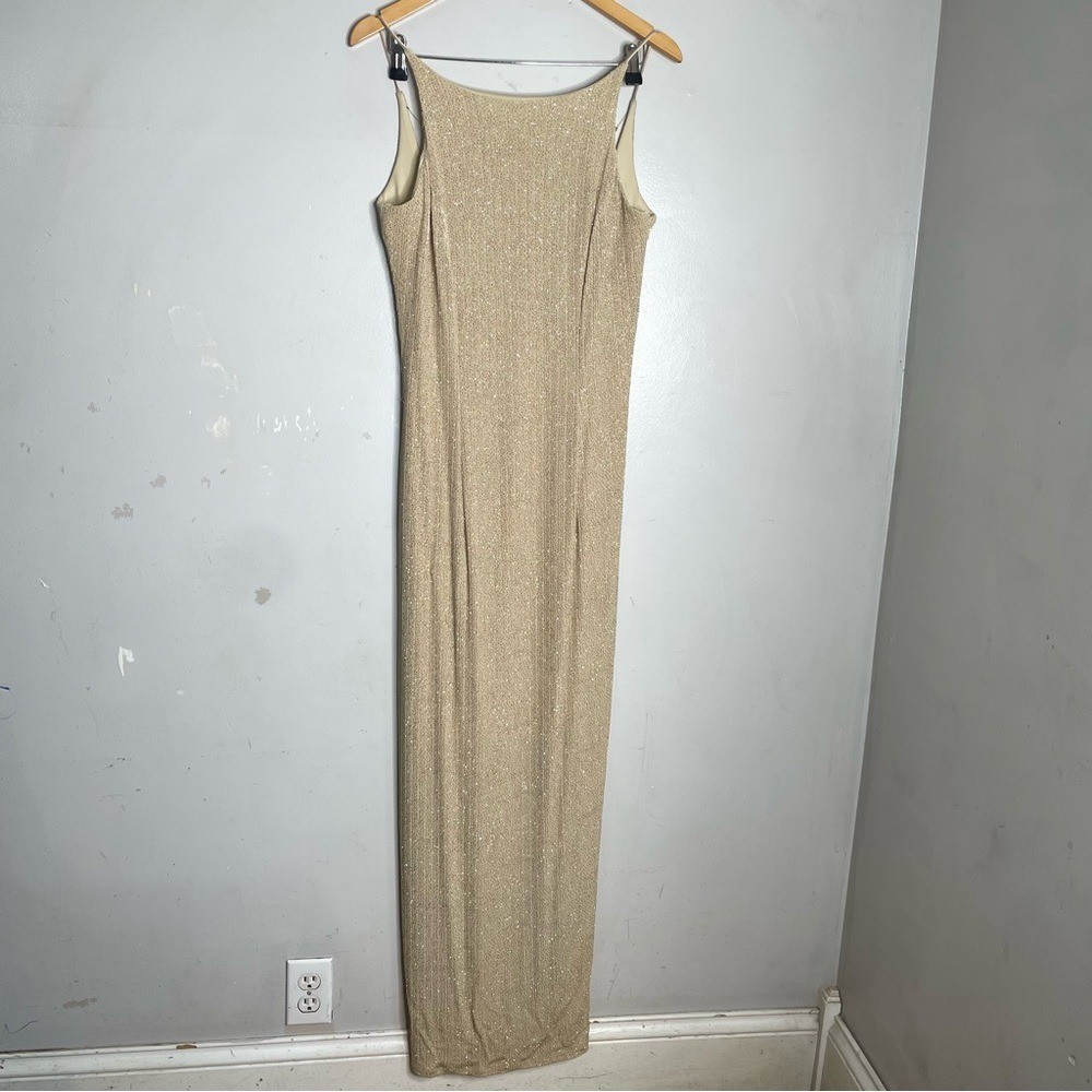 Dave & Johnny by Laura Ryner Gold Glitter Chain Heart Gown Dress 90s Y2K 13/14