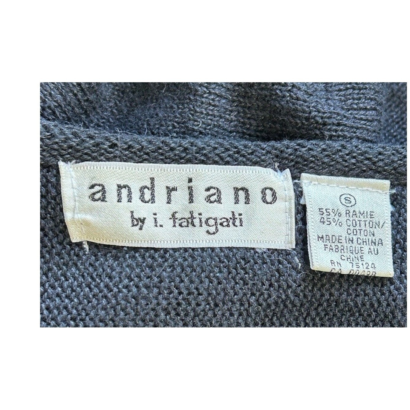 Andriano Black Sweater Patchwork Argyle Faux Leather Women&rsquo;s Small Vegan Vintage