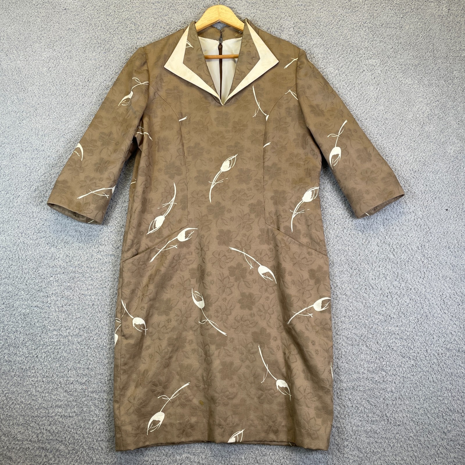 Vintage Gene Roye Mod Inspired Brocade Jacquard Shift Dress Retro Revival Medium