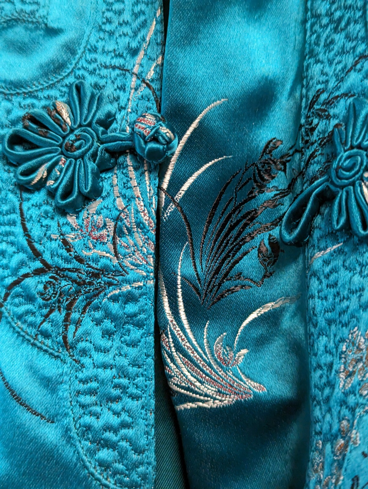 Fancy Vintage Chinese Silk Embroidered Styled Dress By Peony Brand Small ?
