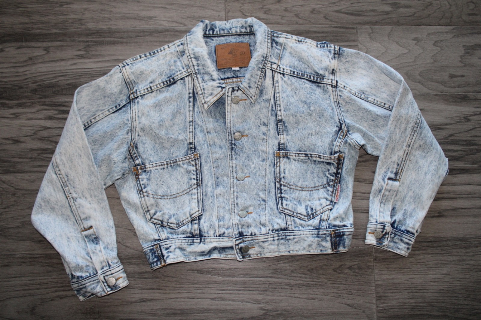 Vintage 1990s Network acid wash denim jean jacket, size medium