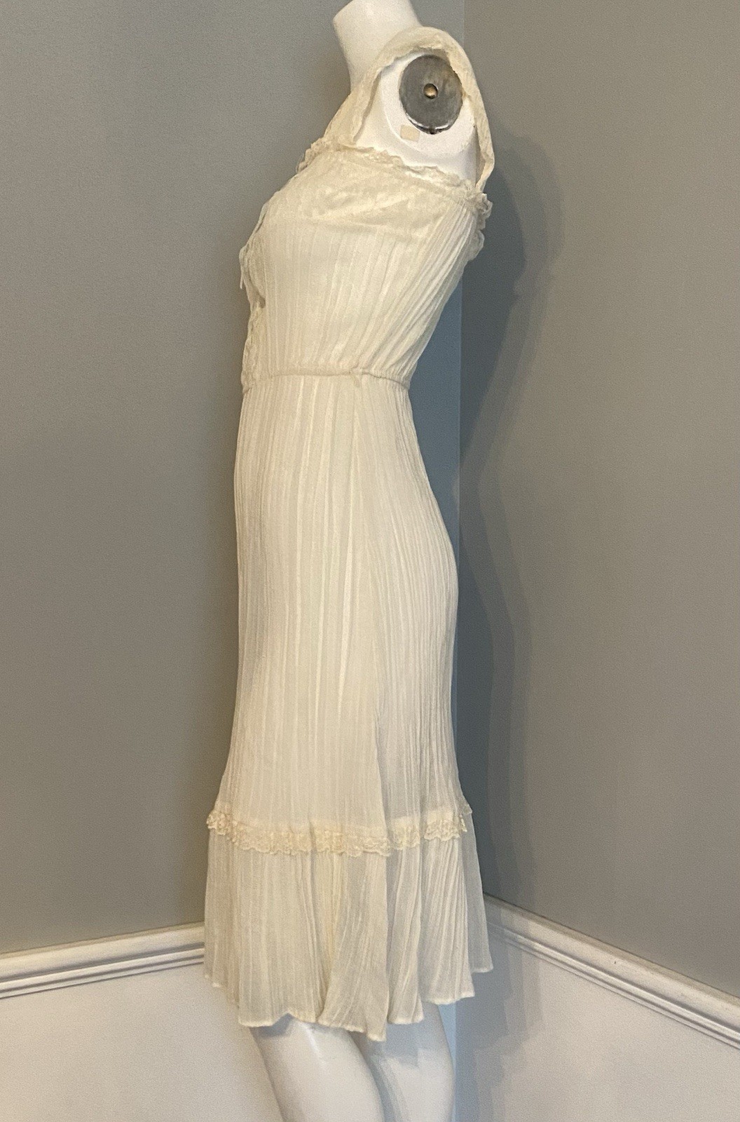 Vintage 1970s Semi Sheer Chiffon Prairie Boho Hippie Sundress California NWOT