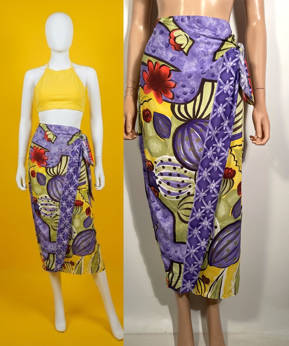 Vintage 1980s/90s Cactus Print Maxi Skirt Size S 26-28 Waist