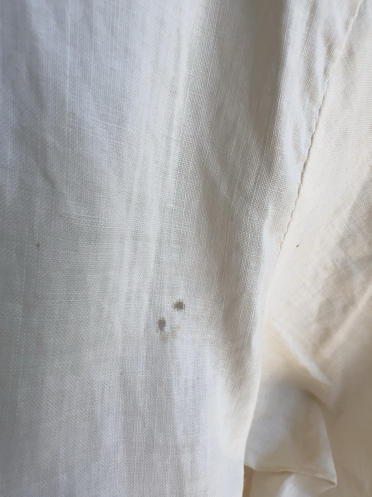 Antique Cotton Blouse Top Off White Hand Embroidered Lace Edwardian Button Back