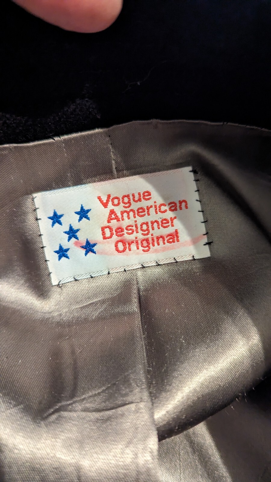 Vintage Vogue Pattern Med/Lg American Designer Long Black Trench Coat Wool 80&rsquo;s
