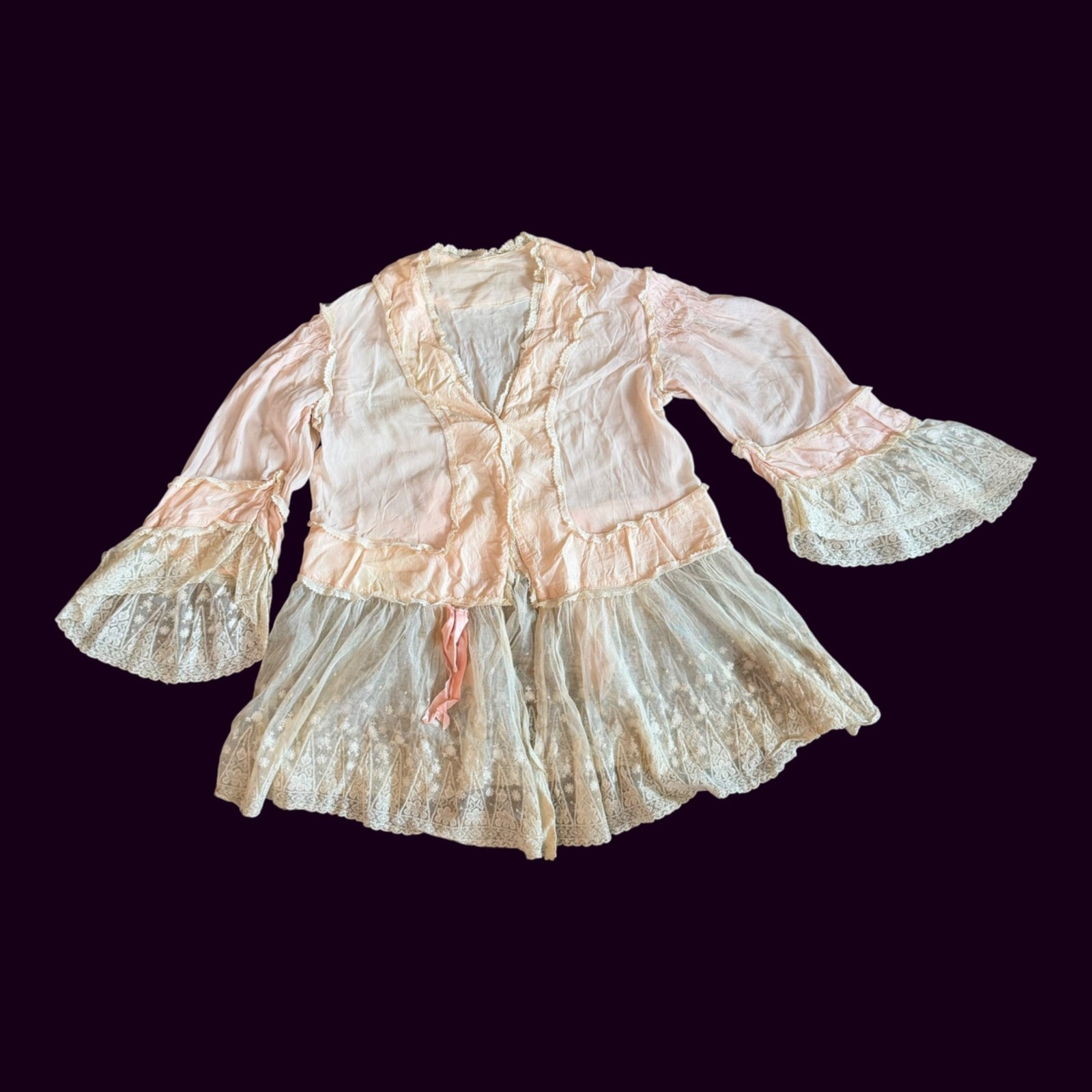 Antique Victorian Edwardian Ethereal Pastel Bohemian Ornate Bed Jacket S