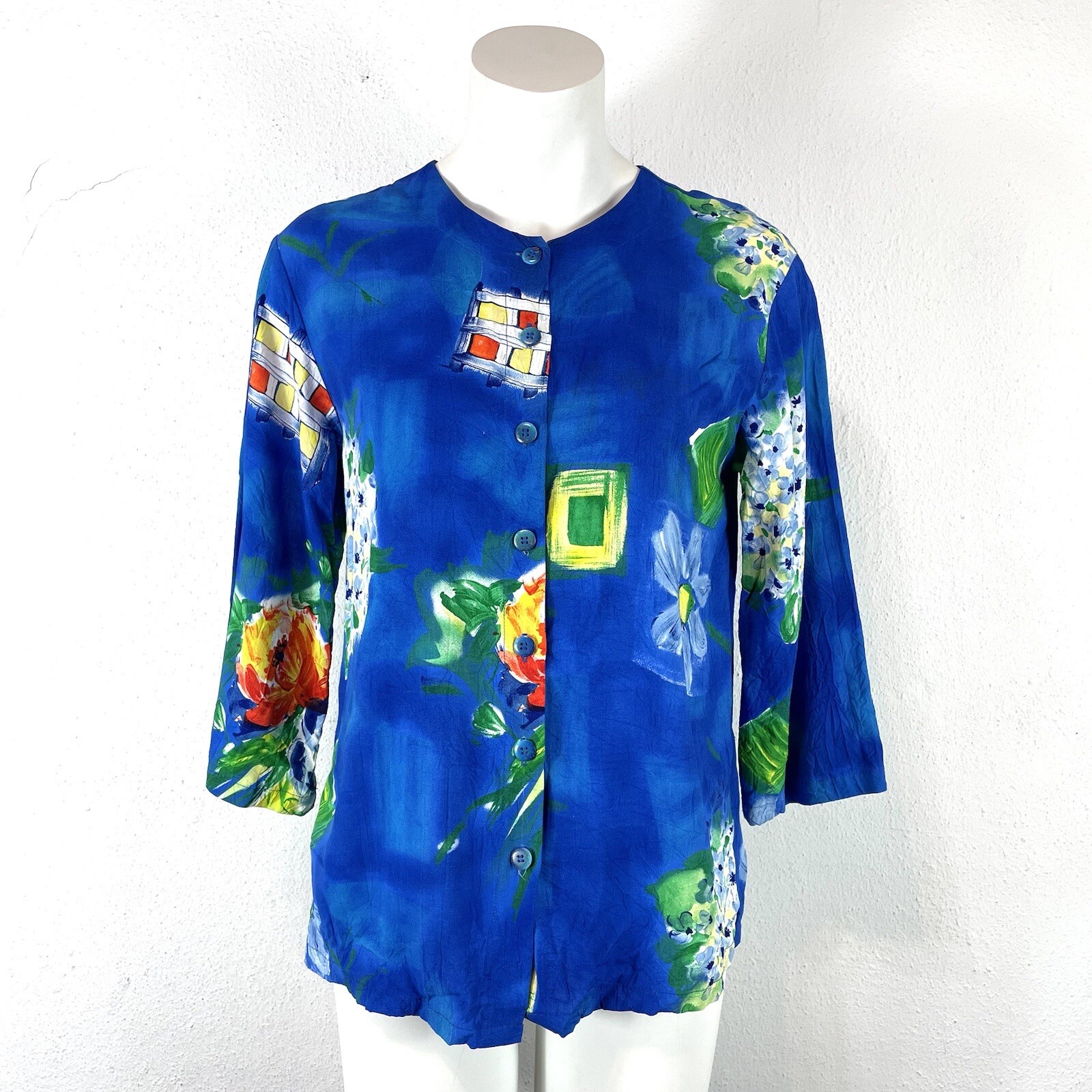 VTG Jams World Lightweight Button Front Shirt Jacket Hawaiian Garden Floral XS