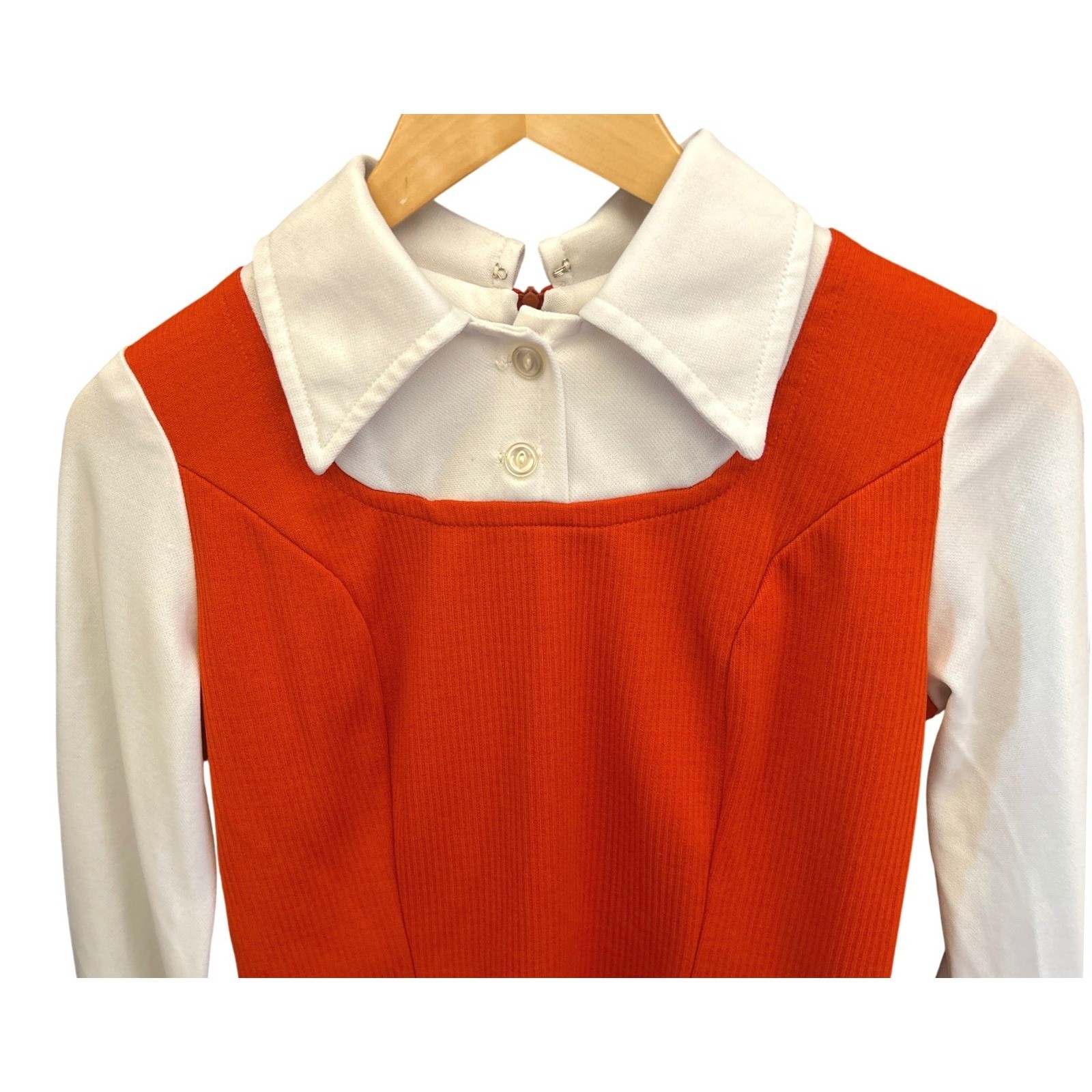 70s Montgomery Ward Tunic Top Mod Retro Preppy Orange White Layered Look GoGo